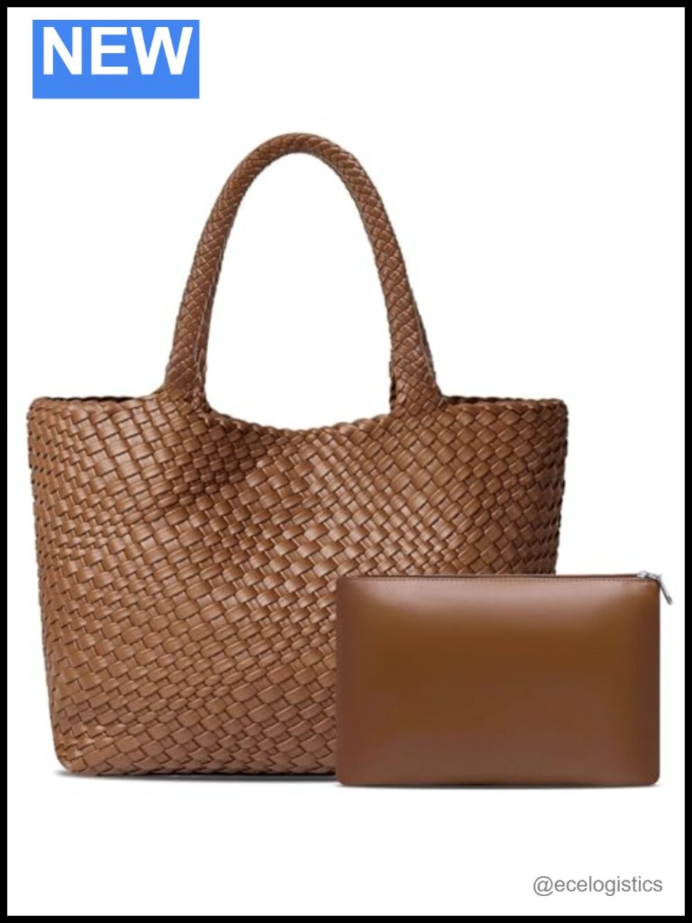 Large Woven Vegan Leather Tote Bag Women Shoulder Handbag